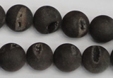 CAG1848 15.5 inches 14mm round matte druzy agate beads whholesale