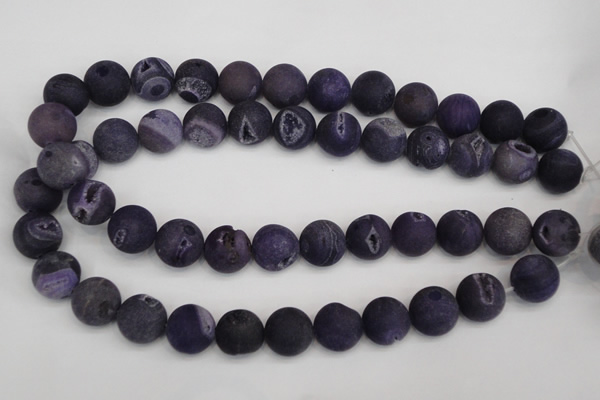 CAG1853 15.5 inches 16mm round matte druzy agate beads whholesale