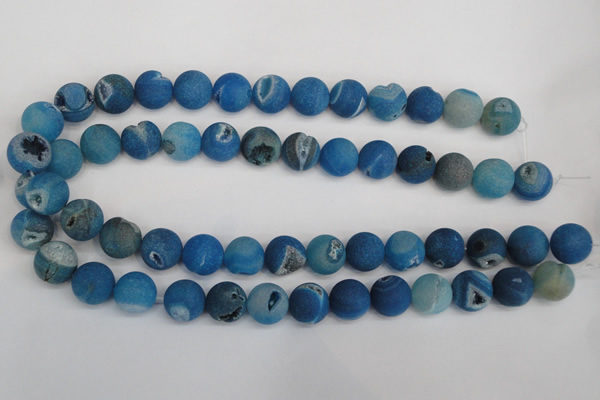 CAG1856 15.5 inches 14mm round matte druzy agate beads whholesale