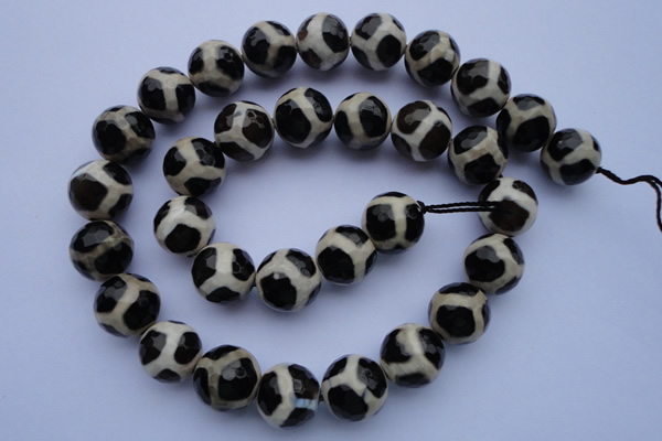 CAG1873 15.5 inches 12mm faceted round tibetan agate beads wholesale