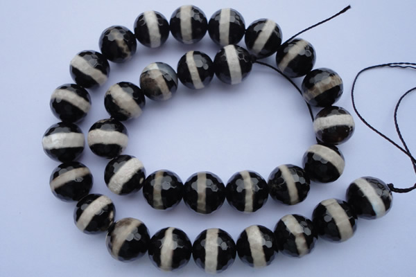 CAG1881 15.5 inches 12mm faceted round tibetan agate beads wholesale