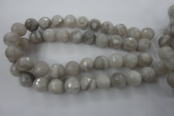 CAG1910 15.5 inches 18mm faceted round grey agate beads wholesale