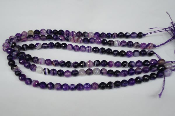 CAG2096 15.5 inches 10mm faceted round purple line agate beads