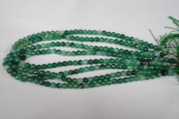 CAG2112 15.5 inches 6mm faceted round green line agate beads