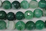 CAG2115 15.5 inches 12mm faceted round green line agate beads