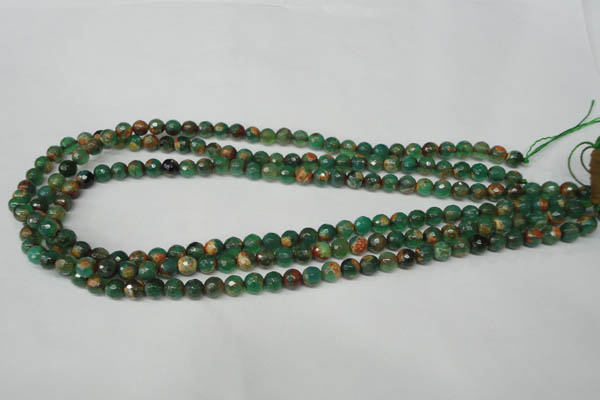 CAG2221 15.5 inches 6mm faceted round fire crackle agate beads
