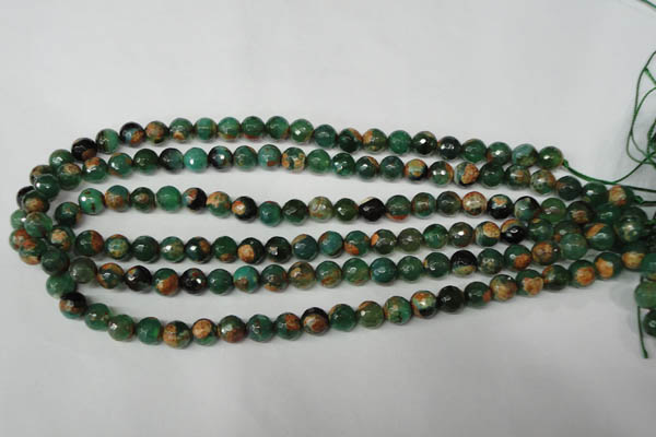 CAG2222 15.5 inches 8mm faceted round fire crackle agate beads