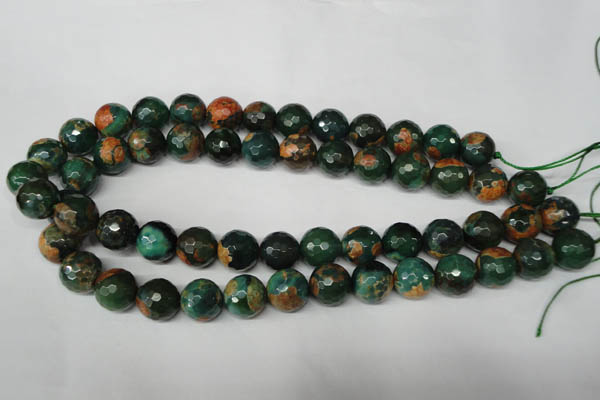 CAG2225 15.5 inches 14mm faceted round fire crackle agate beads