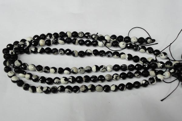 CAG2242 15.5 inches 8mm faceted round fire crackle agate beads