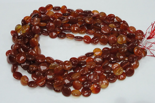CAG225 15.5 inches 12mm flat round red agate gemstone beads
