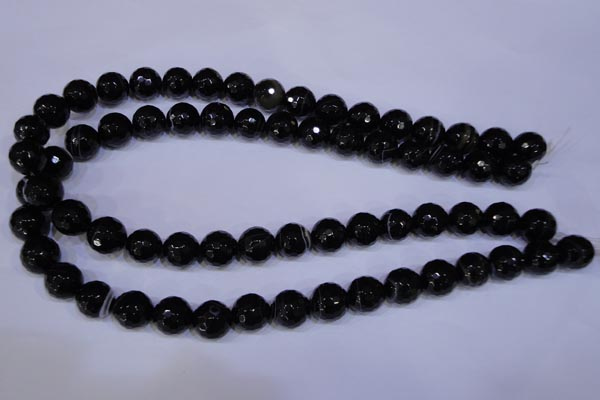 CAG2316 15.5 inches 12mm faceted round black line agate beads