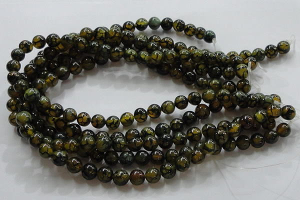 CAG235 15.5 inches 10mm round dragon veins agate gemstone beads