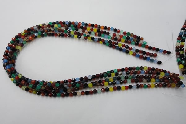 CAG2350 15.5 inches 4mm faceted round multi colored agate beads