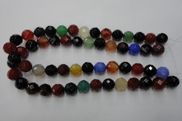 CAG2355 15.5 inches 14mm faceted round multi colored agate beads