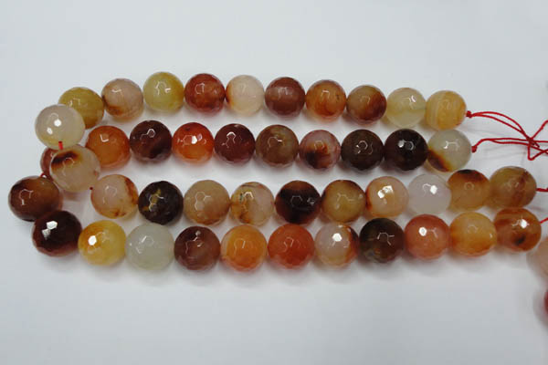 CAG2387 15.5 inches 18mm faceted round red agate beads wholesale