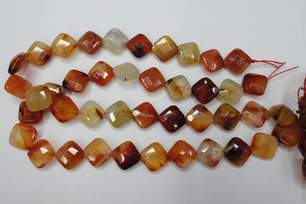 CAG2402 15.5 inches 16*16mm faceted diamond red agate beads wholesale