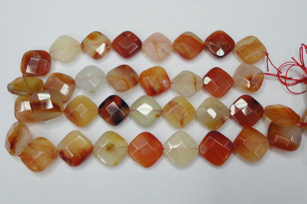 CAG2404 15.5 inches 20*20mm faceted diamond red agate beads wholesale