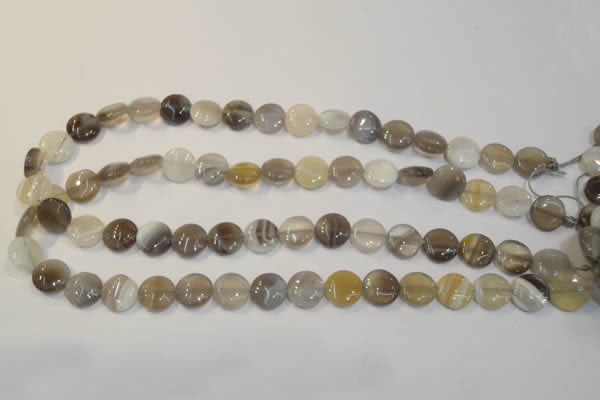 CAG2435 15.5 inches 12mm flat round Chinese botswana agate beads