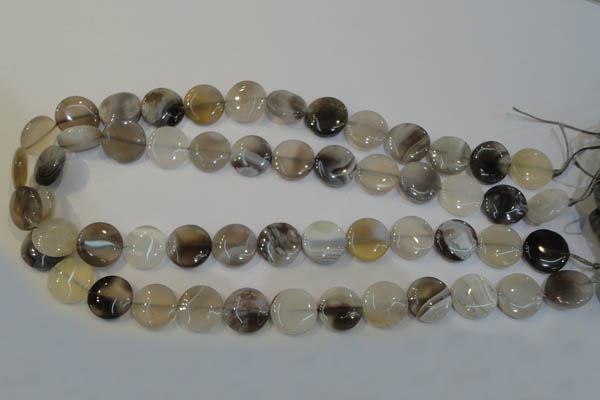CAG2436 15.5 inches 14mm flat round Chinese botswana agate beads