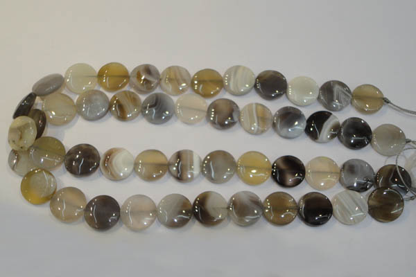 CAG2437 15.5 inches 16mm flat round Chinese botswana agate beads