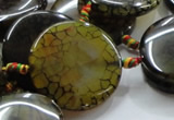CAG256 15.5 inches 35mm coin dragon veins agate gemstone beads