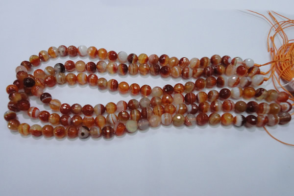 CAG2702 15.5 inches 8mm faceted round red line agate beads