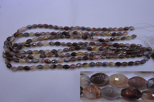 CAG2755 15.5 inches 5*8mm faceted rice botswana agate beads wholesale