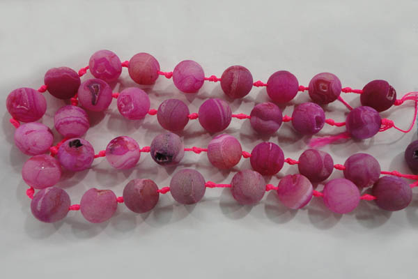 CAG2805 15.5 inches 18mm round matte druzy agate beads whholesale