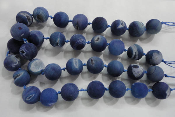 CAG2806 15.5 inches 18mm round matte druzy agate beads whholesale