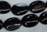 CAG2919 15.5 inches 15*20mm oval black line agate beads