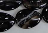 CAG2929 15.5 inches 22*30mm flat teardrop black line agate beads