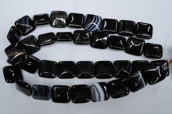 CAG2948 15.5 inches 22*22mm square black line agate beads
