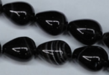 CAG2964 15.5 inches 13*18mm teardrop black line agate beads
