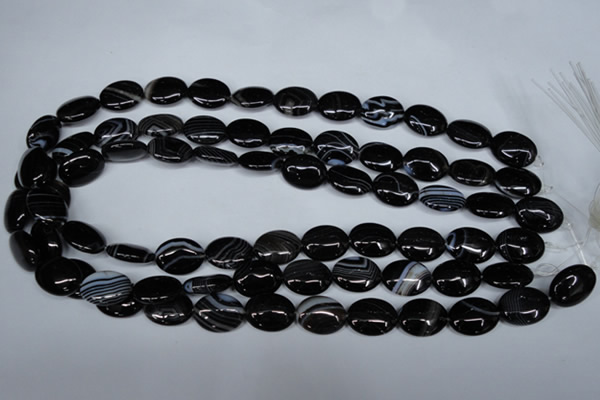 CAG3002 15.5 inches 12*16mm oval black line agate beads