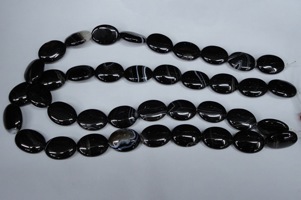 CAG3004 15.5 inches 15*20mm oval black line agate beads