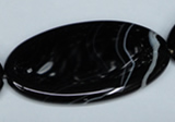 CAG3011 15.5 inches 25*50mm oval black line agate beads