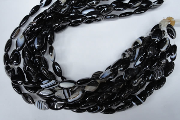 CAG3016 15.5 inches 10*20mm marquise black line agate beads