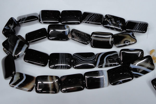 CAG3026 15.5 inches 22*30mm rectangle black line agate beads