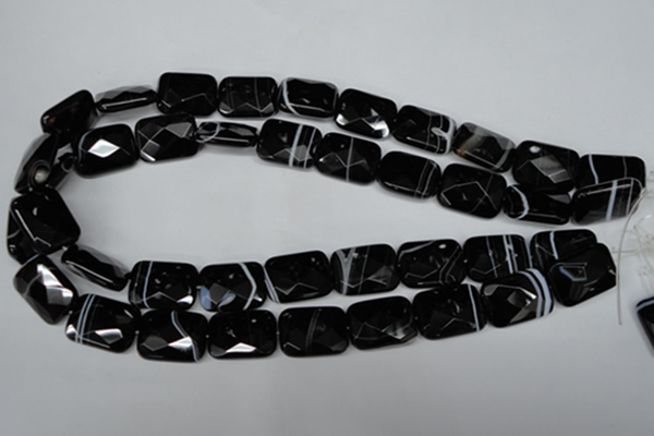 CAG3103 15.5 inches 15*20mm faceted rectangle black line agate beads