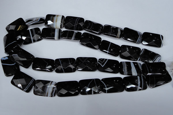 CAG3104 15.5 inches 18*25mm faceted rectangle black line agate beads