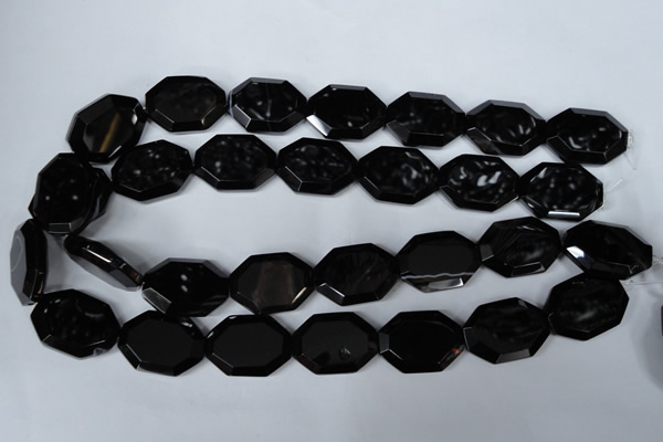 CAG3108 15.5 inches 18*25mm octagonal black line agate beads
