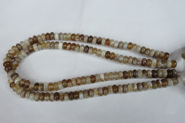 CAG3120 15.5 inches 6*10mm rondelle brown line agate beads