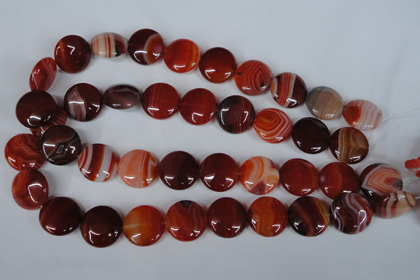 CAG3186 15.5 inches 20mm flat round red line agate beads
