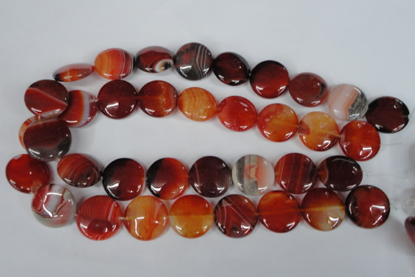 CAG3187 15.5 inches 22mm flat round red line agate beads