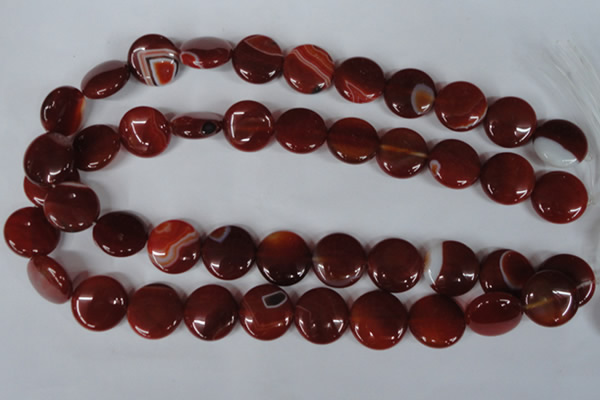 CAG3189 15.5 inches 18mm flat round red line agate beads