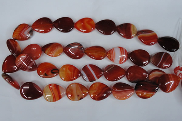 CAG3216 15.5 inches 20*25mm flat teardrop red line agate beads