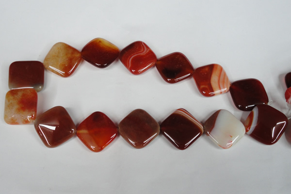 CAG3237 15.5 inches 25*25mm diamond red line agate beads