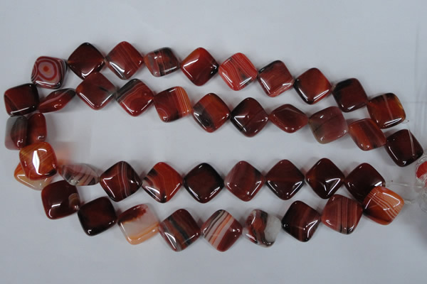 CAG3240 15.5 inches 16*16mm diamond red line agate beads