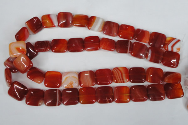 CAG3244 15.5 inches 18*18mm square red line agate beads