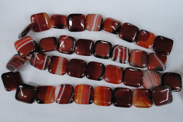CAG3250 15.5 inches 22*22mm square red line agate beads